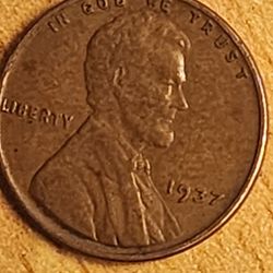 1937 penny not mint mark good date 