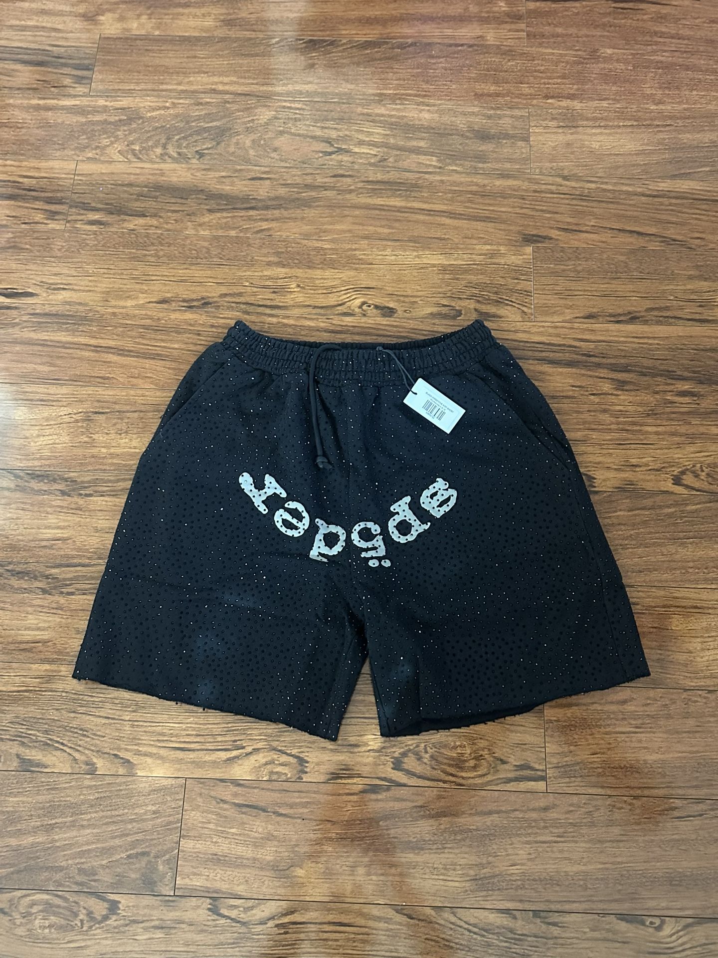 Black VVS Rhinestone Sp5der Shorts