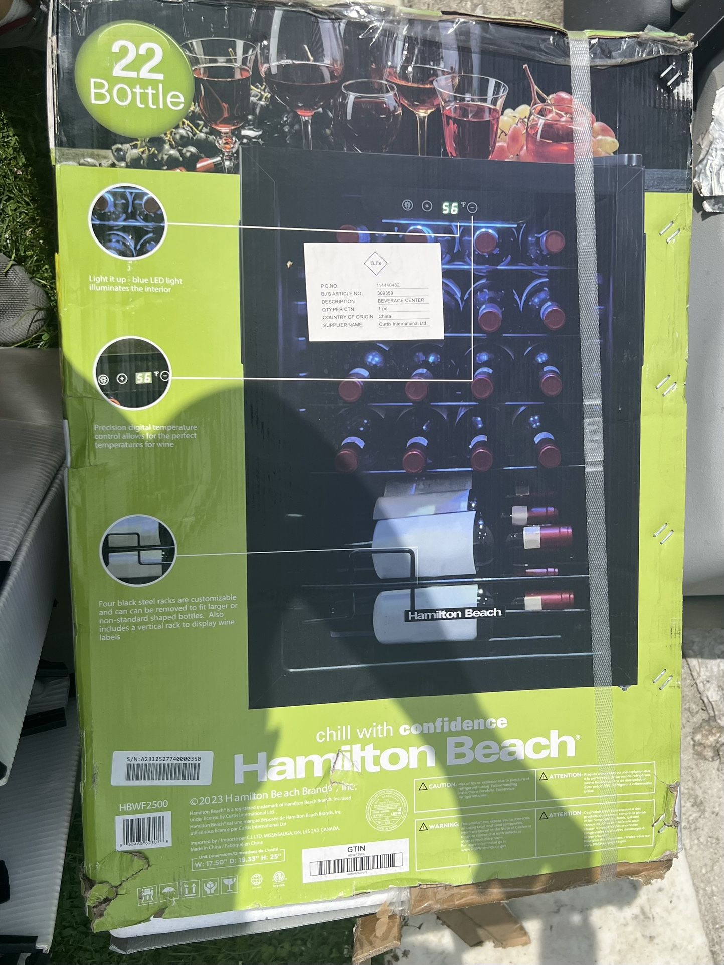 Hamilton Beach 22 Bottle Wine Fridge