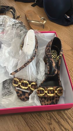 Vince Camuto Leopard Print Heeled Sandals