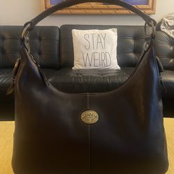 Land Santa Fe Leather Brown Shoulder Hobo Hand Bag Waterproof Lining Inside Y2K