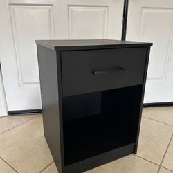 Brand New Black Wood Night Stand End Table Single Drawer Nightstand