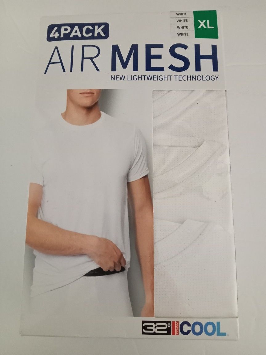 32 Degrees Air Mesh Breathable ANTI-ODOR Crew Neck T-Shirts 4 PACK XL