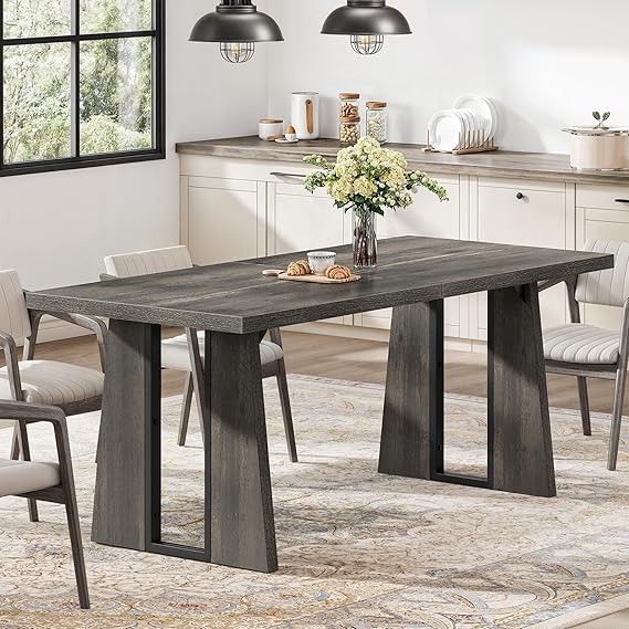 Rectangle Dining Table for 6-8 People 70.86"Dining Room Table Wooden Rustic Grey