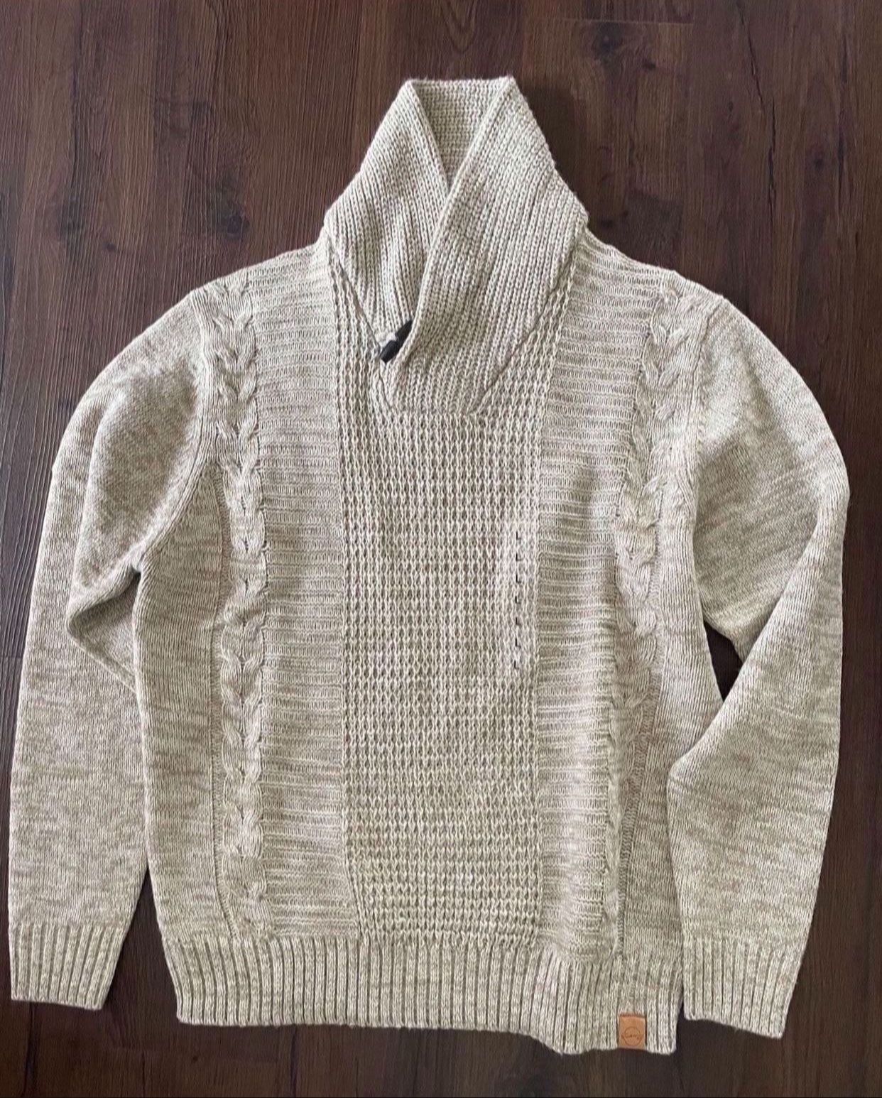 New Men's Shawl Pullover with Toggle Sweater, size L