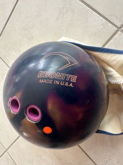 Bowling ball, shoes, and bag