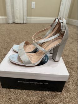 Silver strappy heels