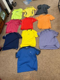 10 men’s athletic shirts size L exercise fitness workout Nike, Fila, Reebok, etc