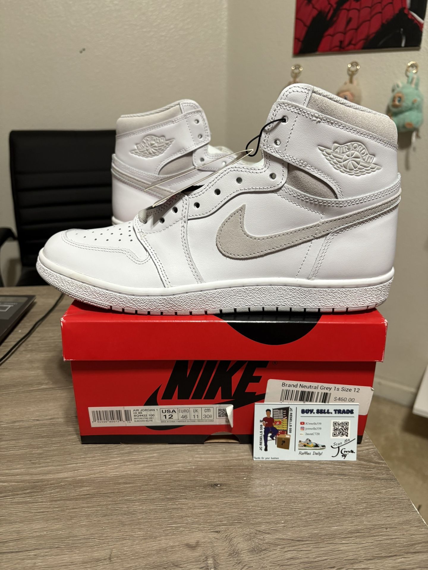 Size 12 - Air Jordan 1 Retro High '85 Neutral Grey White