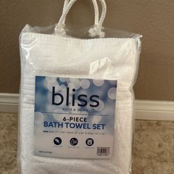 Bliss Bath & Home 6-Piece Bath Towel Set – New