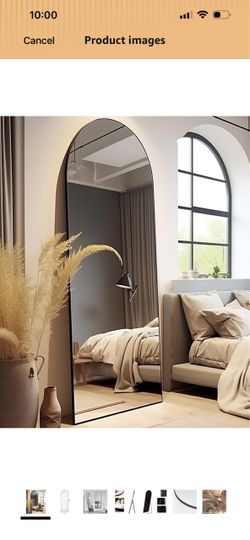 Arched Mirror - Full Length, Standing or Wall Mounted, 58"18", Aluminum Frame - Black