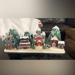 Christmas Village Display , North Pole Folk Art Wood Hand Painted 22in