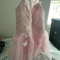 Pink Dress With 3D Butterfly
