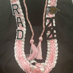 2 Piece Pink And White Grad Lei