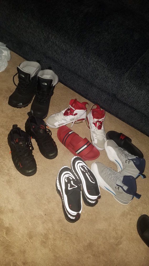 Jordan's, Nike's , Tommy Hilfiger slides, The North Face Boots