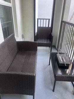 4-Piece Brown Wicker Patio Set – $100