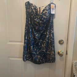 New Dress Size 14 The Color Is Royal Blue With Silver Stone .