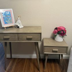Modern Wood Console Table + Side Table Set – Screw-On Legs
