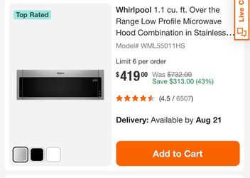 Whirlpool over the range microwave
