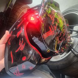 Custom Painted Motorcycle Helmet with LED Light