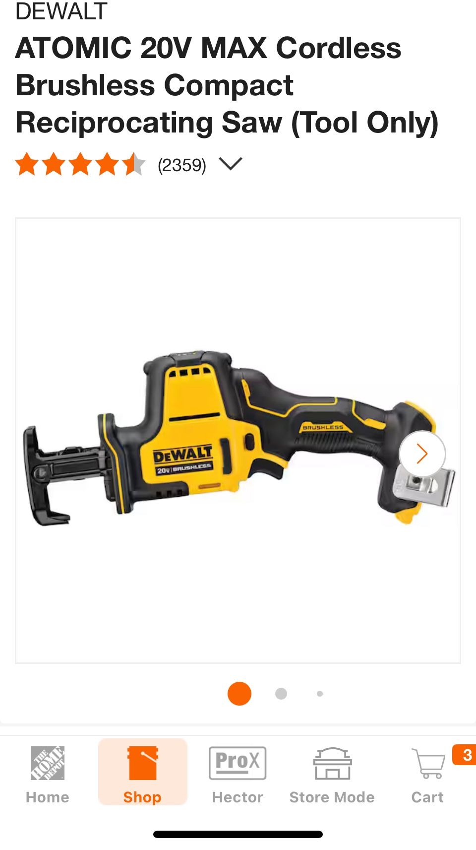 DEWALT ATOMIC 20V MAX Cordless Brushless Compact Reciprocating Saw (Tool Only)