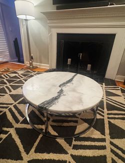 Round Marble Top Coffee Table Chrome Base