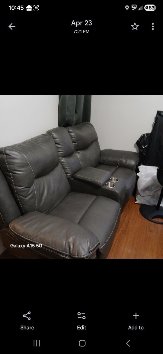 Gray Leather Couch Set