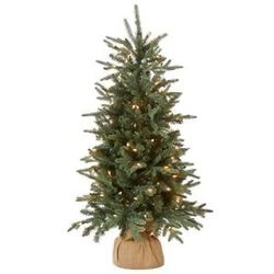 National Tree Company 4 ft Pre-Lit Everyday Collection Mini Artificial Christmas Tree, 150 Clear Lights, 643 Tips, Burlap Base, Green 458 G94335