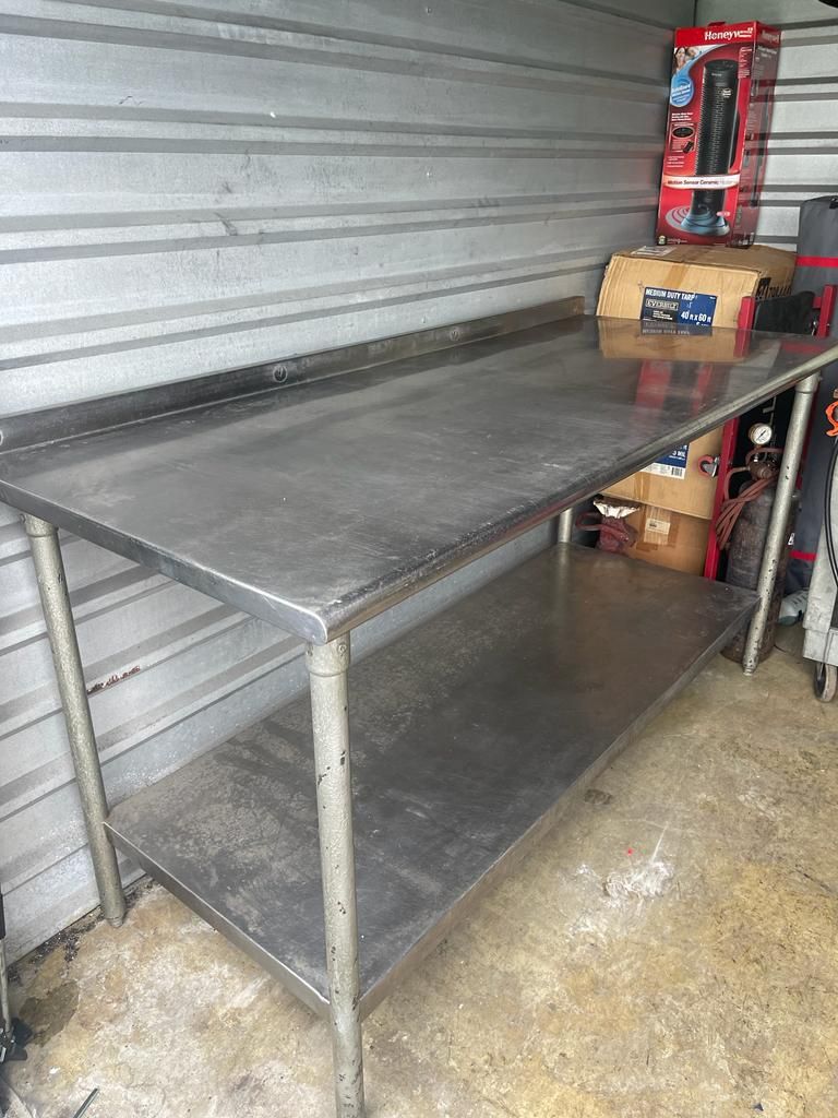 Used ULine Stainless Steel Table With Backsplash And Bottom Shelf 72x30