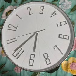 Modern Silver and White Wall Clock