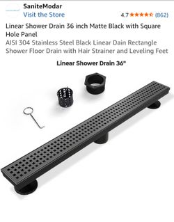 Linear Shower Drain 36 inch Matte Black