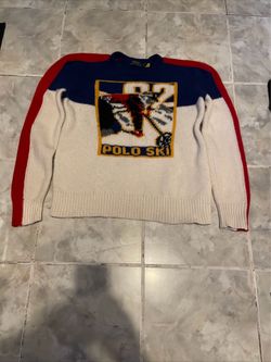 Polo Ralph Lauren Polo Ski Skier Graphic Wool Sweater Alpine Knit SZ L Fitted