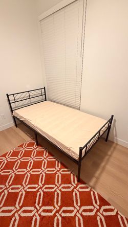 Black Metal Twin Bed Frame with Mattress