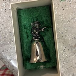 Vintage Walt Disney Mickey Mouse Silver Plated Christmas Bell 4"