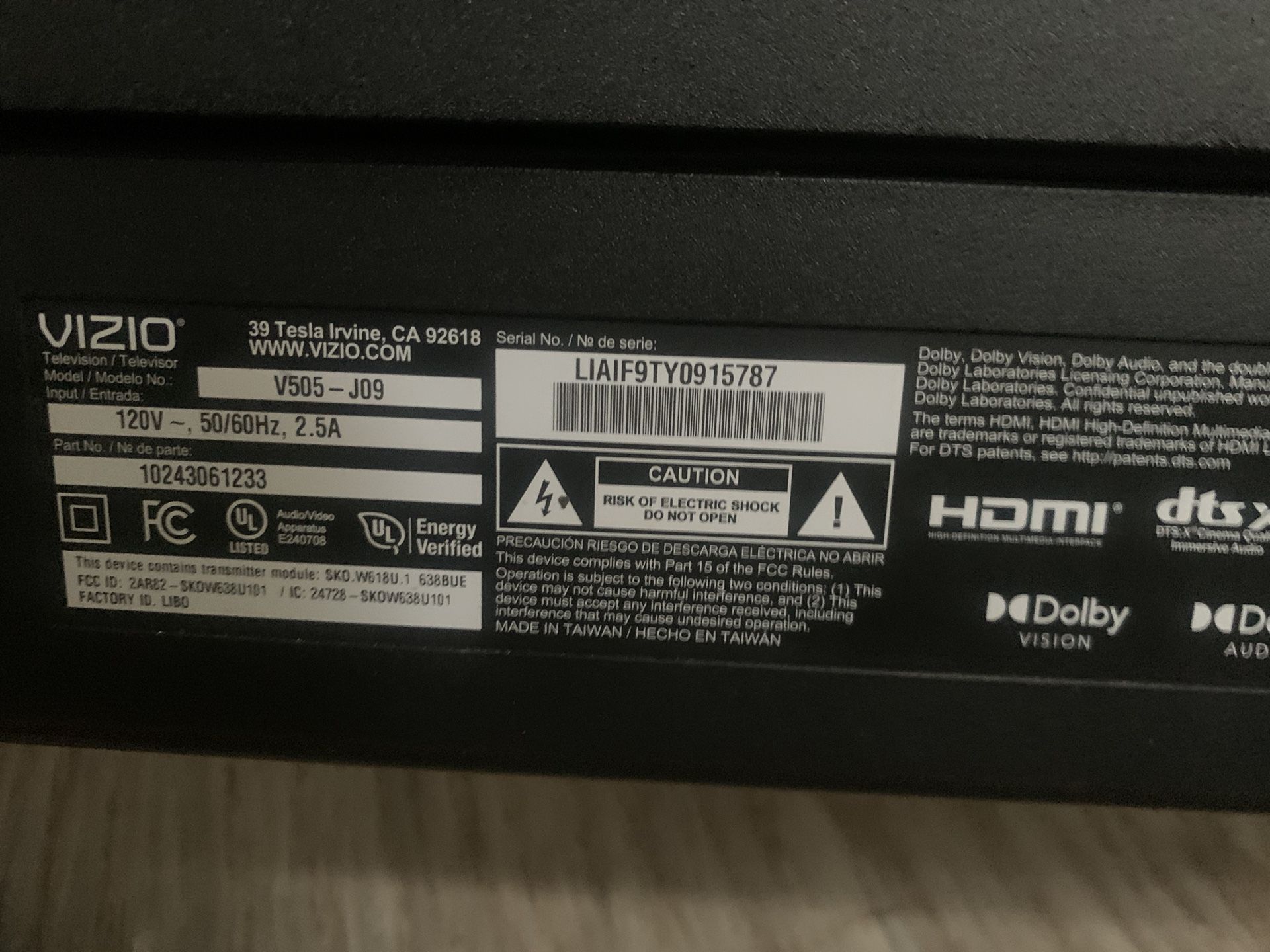 Vizio 55 Inch Smart Cast Tv