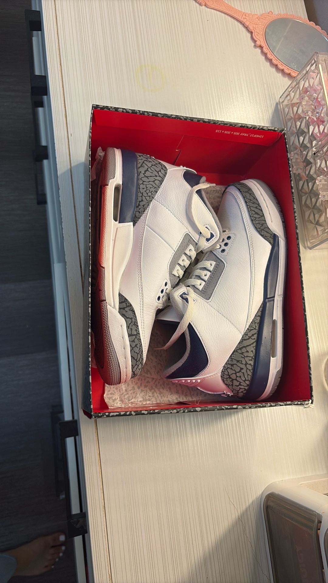 Jordan 3 White Midnight Navy AUTHENTIC size 6.5