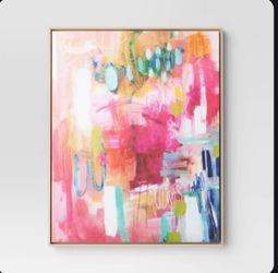 24" x 30" Colorful Collage by Amira Rahim Framed Wall Canvas - Threshold: Modern Abstract Digital Art Retail $42, our price $26