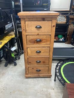Rustic Wood 5-Drawer Tall Chest