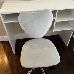 Chair/Heart Swivel Vanity Or Desk Chair Light Blue