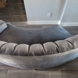 Grey Velvet Curved Couch