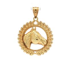 14k Yellow Gold 1-inch Horse Head Pendant 11061101