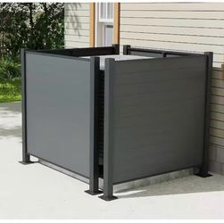 2-Panel Outdoor Black Air Conditioner Fence Screen, Metal Privacy Fence