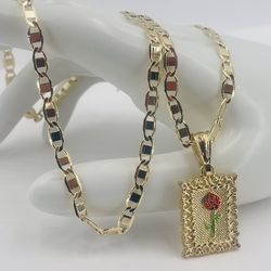 Rosa dije collar oro laminado