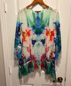 Mushka by Sienna Rose, Inc. Floral Watercolor Tunic Top women’s Size XL clothes - Simi Valley