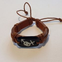 Brown Leather Drawstring Mars & Venus Bracelet 