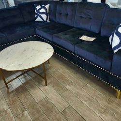 Black Velvet Sofa Sectional 🔥 Finance Available 