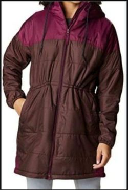 Columbia Women's Flash Challenger Sherpa Lined Long Jacket New Cinder, Marionberry Made in India Size S.