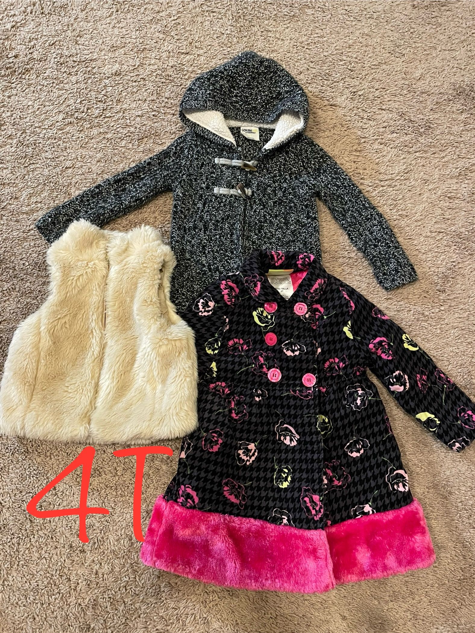 Winter/fall Girl Clothes, Vest, Hoodie Jacket Size 4T
