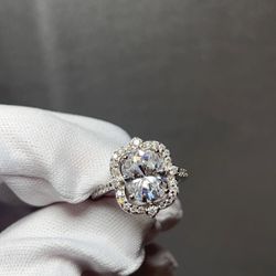 3.5CT Moissanite Oval Cut Engagement Wedding Ring 18K Gold Plated *Size 6*