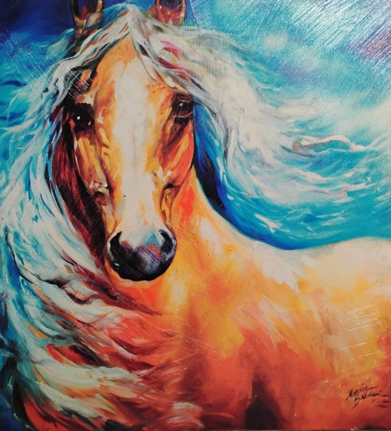 Starbright Palomino Painting On Canvas 15x15 By Marsha Baldwin